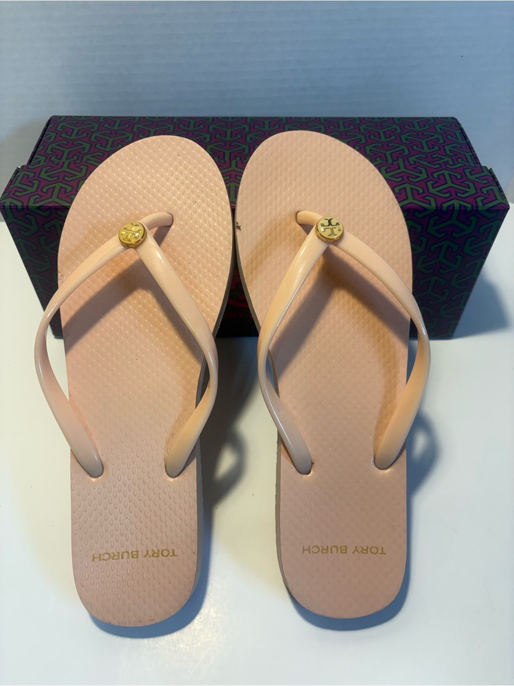 Tory Burch Blush Pink Logo Flip Flop Sandals